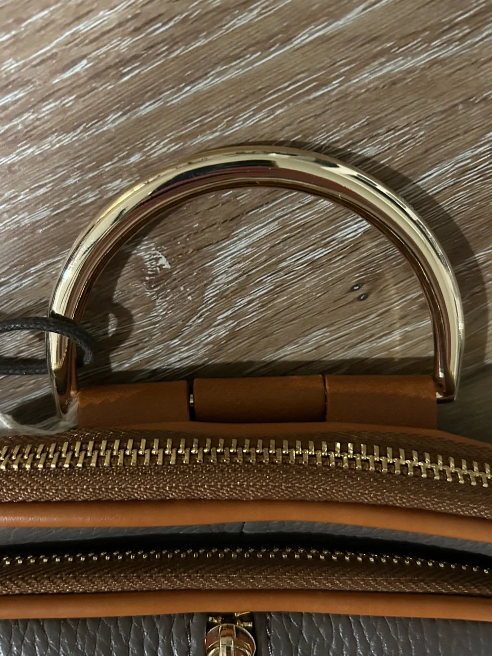 Women's Brown Grey Leather Backpack Purse